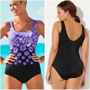 NWOT Swimsuits for All Chlorine Resistant One Piece Purple Black Floral size 22